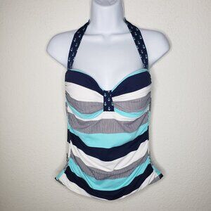 Tommy Bahama Women's Sz M Blue Sailor Anchor Detail Tankini Top